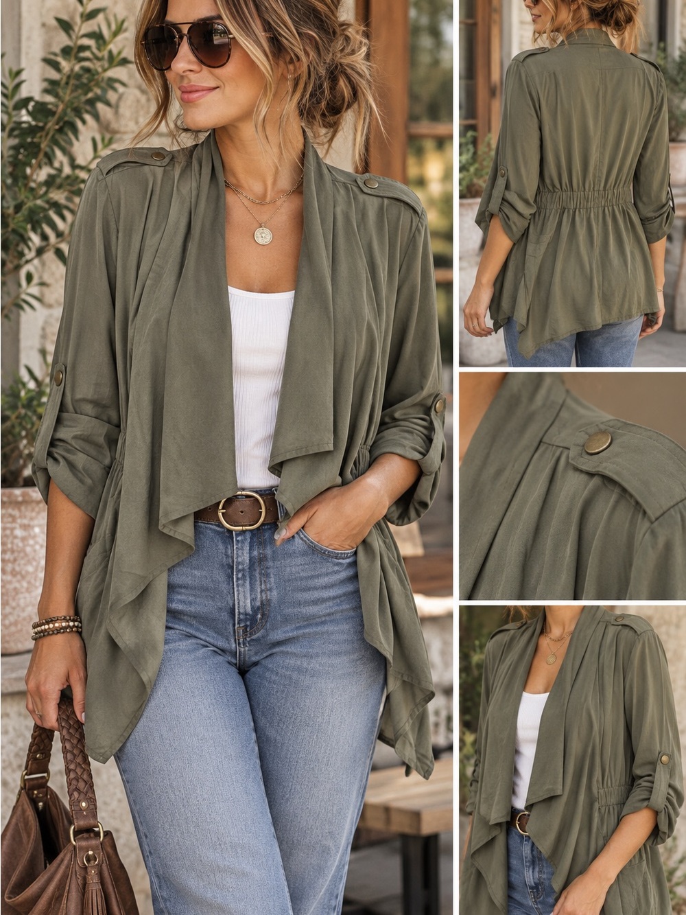 Women’s Olive Green Utility Draped Jacket 63CL
